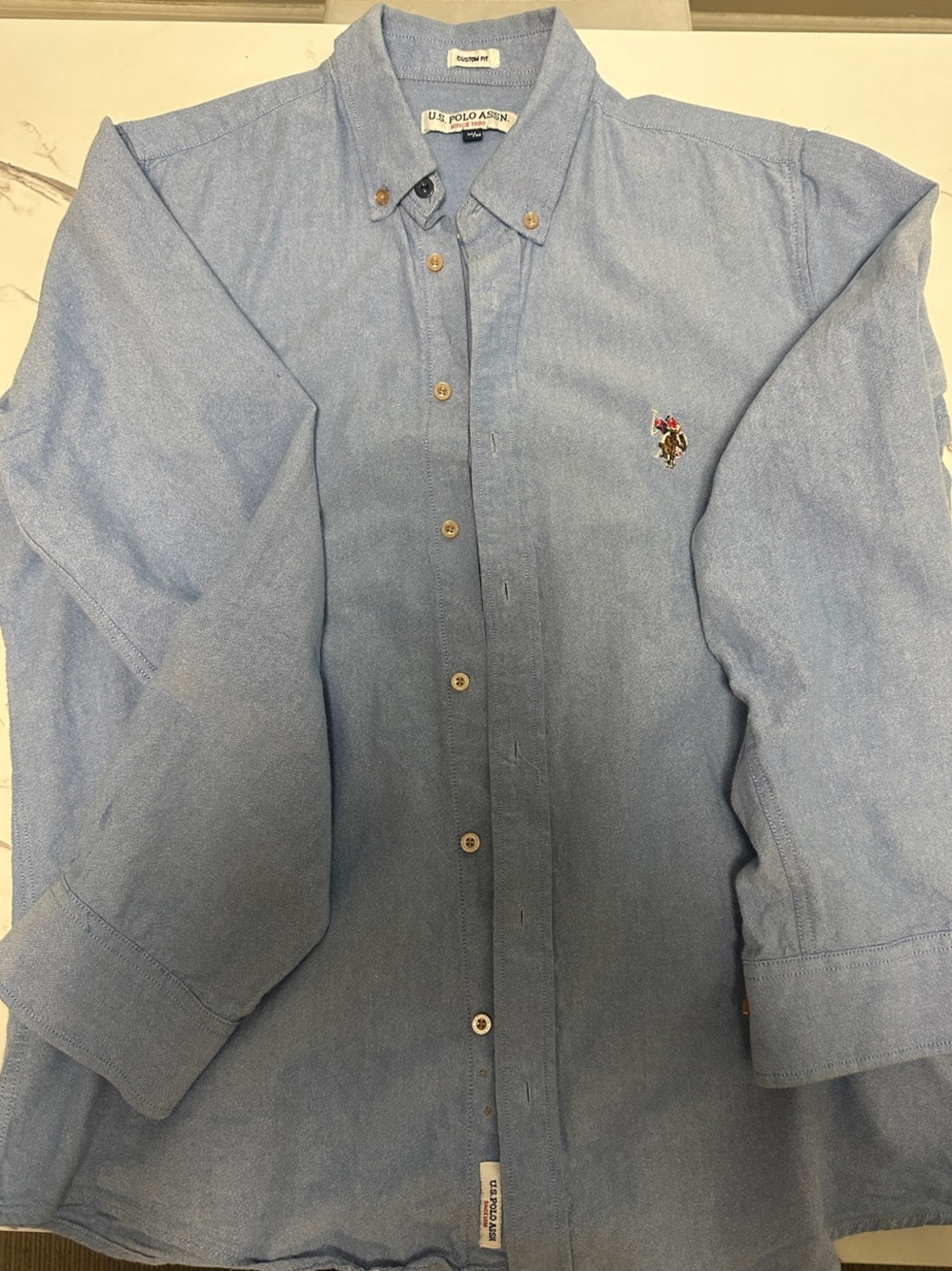 U.S. Polo Assn. Men's Chambray Light Blue Button-Down Shirt
